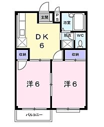 レジデンス伏見1 2DKの間取図画像
