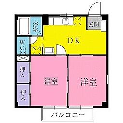 第3ハイツ馬場 2DKの間取図画像