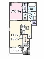 グランデ 1LDKの間取図画像