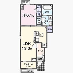 岐阜市柳津町北塚5丁目アパート 1LDKの間取図画像