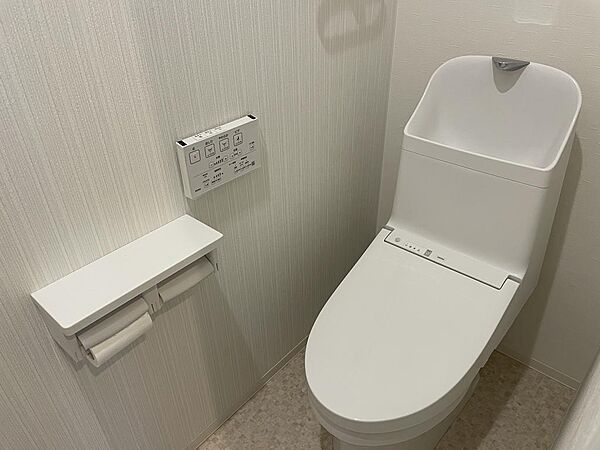 2階にもトイレがあります。手洗い一体型で洗浄機能が付いています。