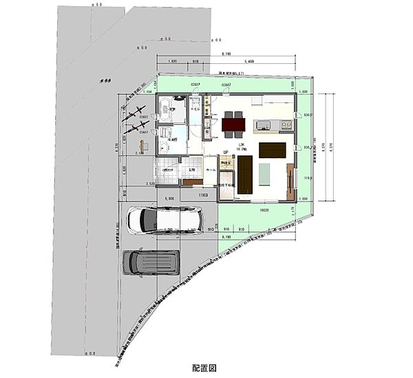建物参考プラン（配置図）※建築条件付き土地ではありません。