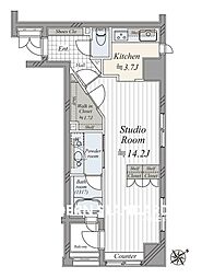クオス銀座エスト・プルミエ 1Kの間取図画像