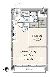 セザール御殿山 1LDKの間取図画像