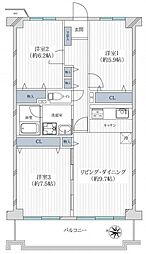 宝塚パークハイツ 3DKの間取図画像
