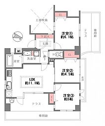 セレッソコート芦屋ガレリア 3LDKの間取図画像