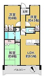 マイシティおおさか5番館 3DKの間取図画像