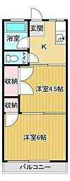 さわやかハイツ 2階2Kの間取り