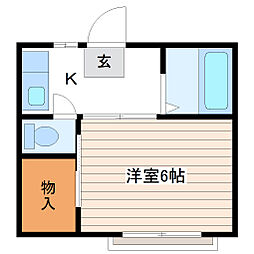第三安達アパート 1Kの間取図画像