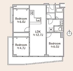 マンションニュー恵比寿 3LDKの間取図画像