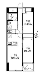 清桜ハイツ 2LDKの間取図画像