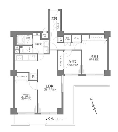 3LDK 間取り