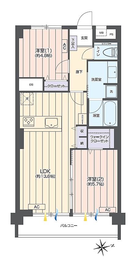 2LDK 間取り