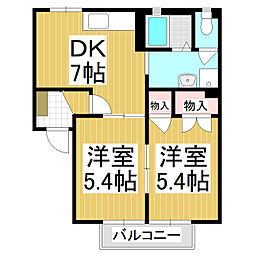 フレグランスHONEYS 2DKの間取図画像