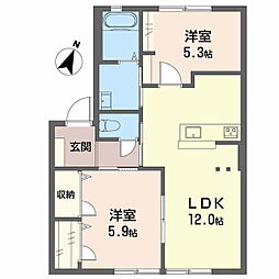 ディアスアトベ 2LDKの間取図画像