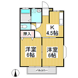 グリーンパレス 2DKの間取図画像