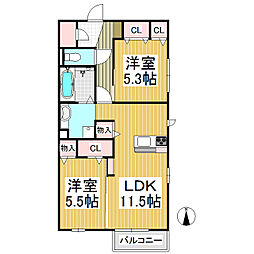 エンジェライトA 2LDKの間取図画像
