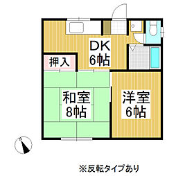乙女パレス 2DKの間取図画像