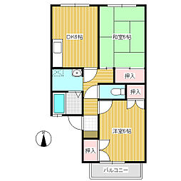 両神ハイツ 2DKの間取図画像