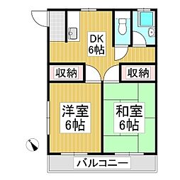 ライブタウンウエスト西 2DKの間取図画像