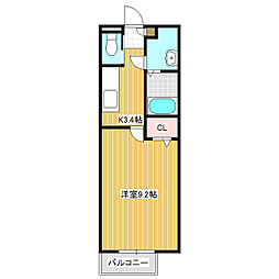 Bell西軽井沢 1Kの間取図画像