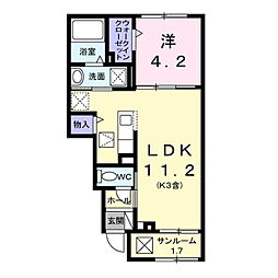 佐久市三河田アパート 1LDKの間取図画像