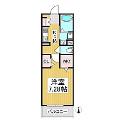 コンフォーティア中込B棟 1Kの間取図画像