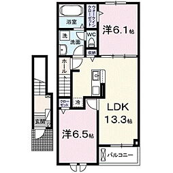 富夢想家　十一番館 2階2LDKの間取り