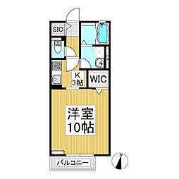 プレミール市町 2階1Kの間取り