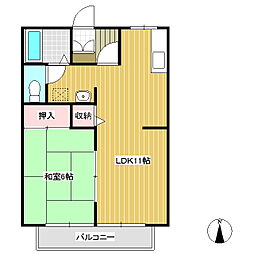 サンライフ龍神 1階1LDKの間取り