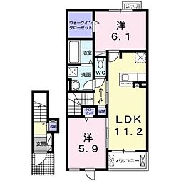 ルミエール・ソフィアII 2階2LDKの間取り