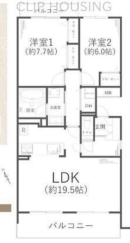 南大沢学園瑞樹の丘5号棟(2LDK) 5階の間取り