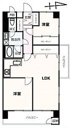 東建狭間マンション 2LDKの間取り