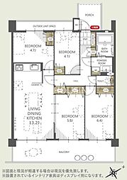 レールシティ八王子かえで通り 4LDKの間取図画像