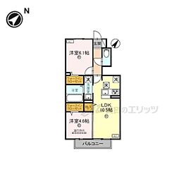 パームツリー 1階2LDKの間取り