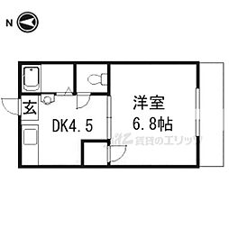京阪宇治線 観月橋駅 徒歩8分の賃貸マンション 3階1DKの間取り