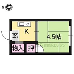 京阪本線 丹波橋駅 徒歩8分の賃貸マンション 3階1Kの間取り