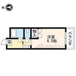 京阪本線 丹波橋駅 徒歩15分の賃貸マンション 2階1Kの間取り