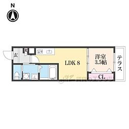 京阪本線 中書島駅 徒歩12分の賃貸アパート 1階1LDKの間取り