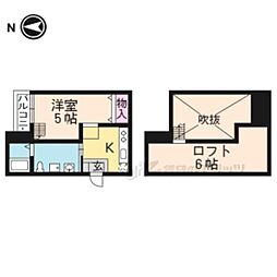 リーフコート桃山 1階1Kの間取り