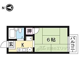 仙光ハイム 2階1Kの間取り