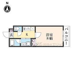 ブリリアコート龍谷大前 2階1Kの間取り