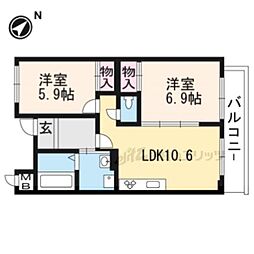 サン・グリーン・ハウス 1階2LDKの間取り