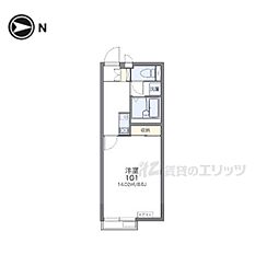 近鉄京都線 富野荘駅 徒歩5分の賃貸アパート 2階1Kの間取り