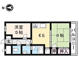 近鉄京都線 伏見駅 徒歩1分の賃貸マンション 3階2DKの間取り