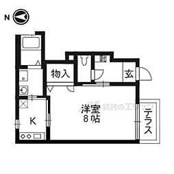プチシャトー伏見 1階1Kの間取り