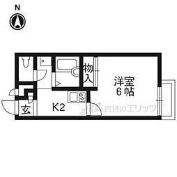 レオパレス伏水向島 2階1Kの間取り