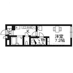 レオパレスグリーングラスI 2階1Kの間取り