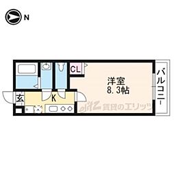 ロックブック中書島 2階1Kの間取り