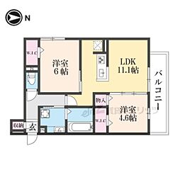 TORISIA殿城 3階2LDKの間取り